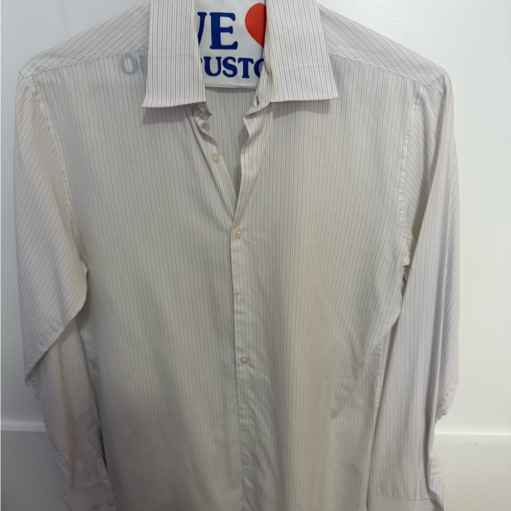 Theory Men's Pinstripe Dress Shirt - White and Gray
